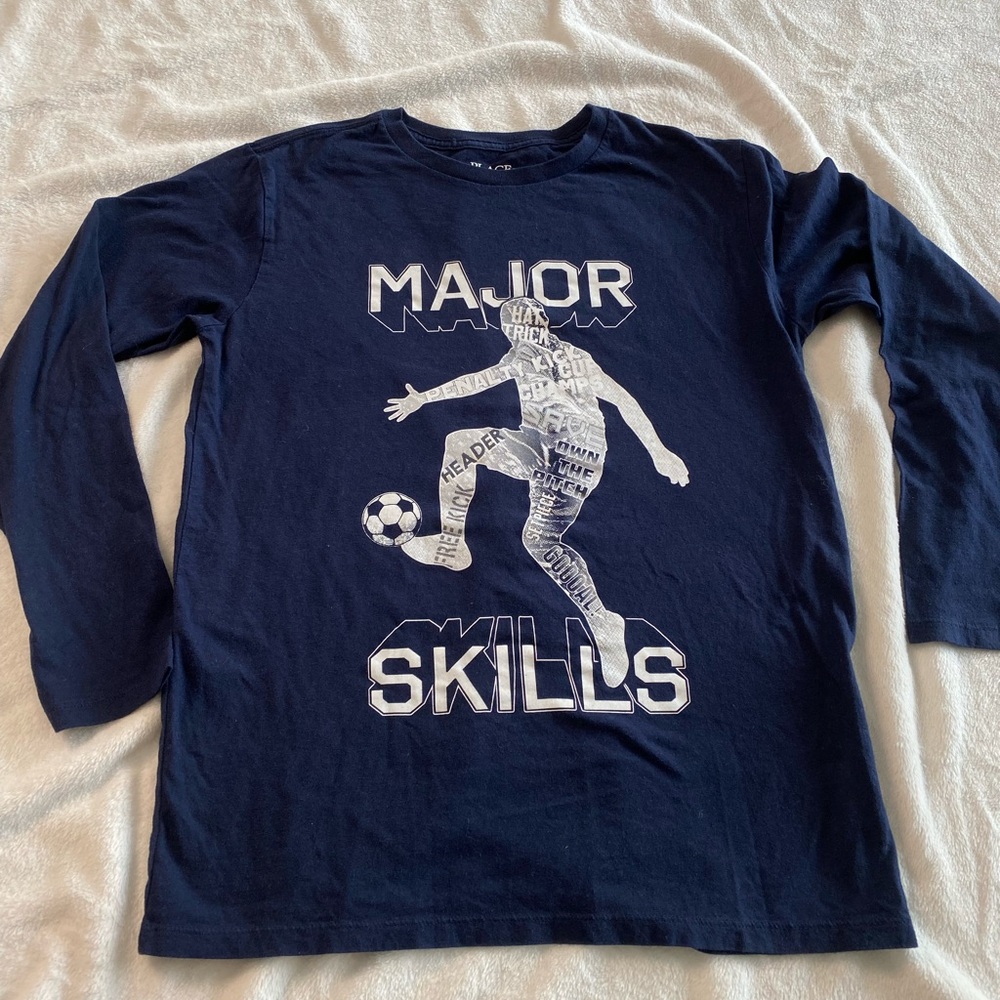 Kids Navy Blue Graphic Long Sleeve Shirt